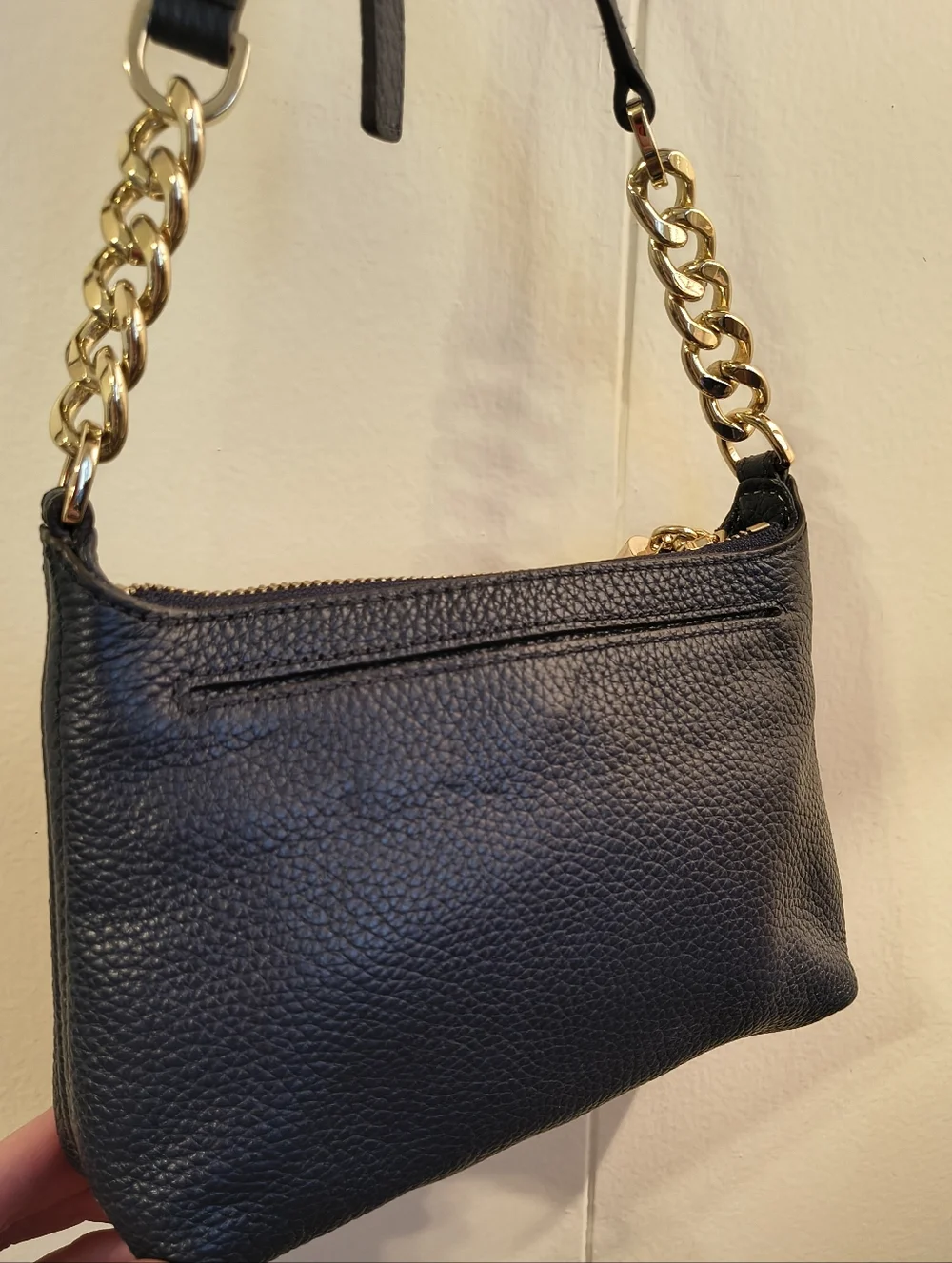 Michael Michael Kors Navy Pebbled Leather Crossbody with Tassel and Gold Chain - Picture 3 of 8